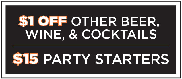 $1 off other beer, win & cocktails $1 off other beer, win & cocktails