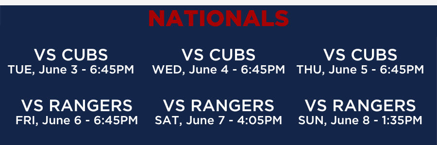Nationals Games this week Nationals Games this week