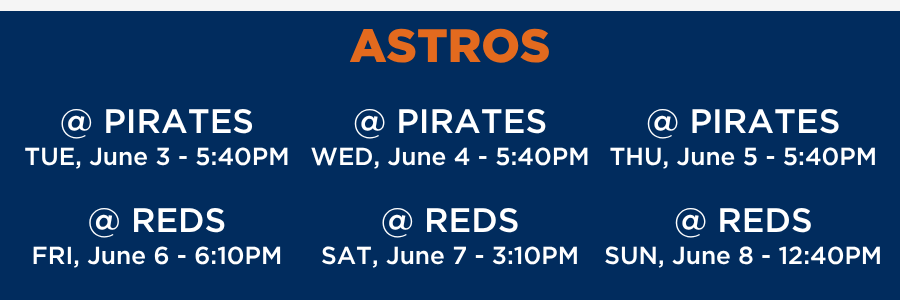 Astros weekly games Astros weekly games