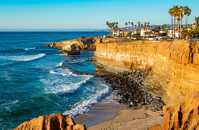 The sunset cliffs in San Diego