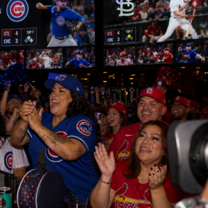 Chicago Cubs vs. St. Louis Cardinals Watch Party at Tom’s Watch Bar Indianapolis Chicago Cubs and St. Louis Cardinals fans watching a rivalry game at Tom's Watch Bar Indianapolis