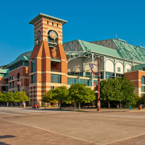 Daikin Park, home of the Houston Astros, located near Tom's Watch Bar Houston