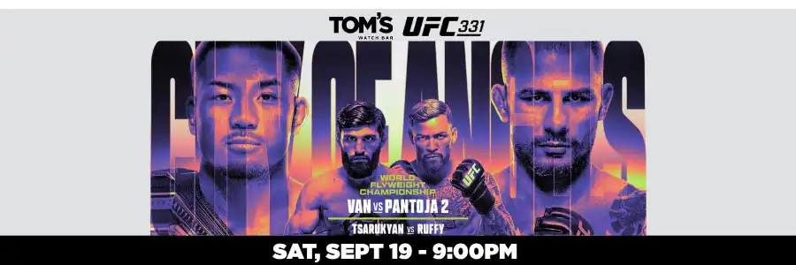 Website – EST UFC 331: Joshua Van and challenger Alexandre Pantoja. Saturday, Sept 19th at 9:00PM